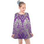Purple & Gold  CBDOilPrincess E70d1a7c-502f-48a3-839e-eea25bfe4633 Kids  Long Sleeve Dress