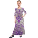 Purple & Gold  CBDOilPrincess E70d1a7c-502f-48a3-839e-eea25bfe4633 Kids  Quarter Sleeve Maxi Dress