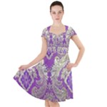 Purple & Gold  CBDOilPrincess E70d1a7c-502f-48a3-839e-eea25bfe4633 Cap Sleeve Midi Dress