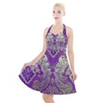Purple & Gold  CBDOilPrincess E70d1a7c-502f-48a3-839e-eea25bfe4633 Halter Party Swing Dress 