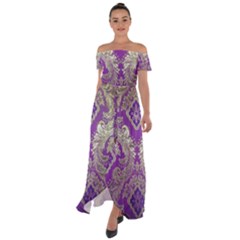 Off Shoulder Open Front Chiffon Dress 