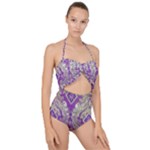 Purple & Gold  CBDOilPrincess E70d1a7c-502f-48a3-839e-eea25bfe4633 Scallop Top Cut Out Swimsuit