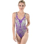 Purple & Gold  CBDOilPrincess E70d1a7c-502f-48a3-839e-eea25bfe4633 High Leg Strappy Swimsuit