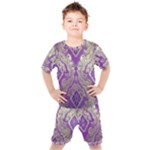 Purple & Gold  CBDOilPrincess E70d1a7c-502f-48a3-839e-eea25bfe4633 Kids  Tee and Shorts Set