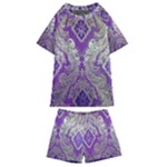 Purple & Gold  CBDOilPrincess E70d1a7c-502f-48a3-839e-eea25bfe4633 Kids  Swim Tee and Shorts Set