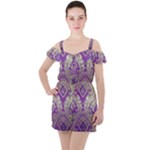 Purple & Gold  CBDOilPrincess E70d1a7c-502f-48a3-839e-eea25bfe4633 Ruffle Cut Out Chiffon Playsuit