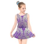Purple & Gold  CBDOilPrincess E70d1a7c-502f-48a3-839e-eea25bfe4633 Kids  Skater Dress Swimsuit