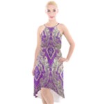 Purple & Gold  CBDOilPrincess E70d1a7c-502f-48a3-839e-eea25bfe4633 High-Low Halter Chiffon Dress 