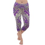 Purple & Gold  CBDOilPrincess E70d1a7c-502f-48a3-839e-eea25bfe4633 Lightweight Velour Capri Yoga Leggings