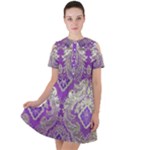 Purple & Gold  CBDOilPrincess E70d1a7c-502f-48a3-839e-eea25bfe4633 Short Sleeve Shoulder Cut Out Dress 