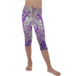 Purple & Gold  CBDOilPrincess E70d1a7c-502f-48a3-839e-eea25bfe4633 Kids  Lightweight Velour Capri Leggings 