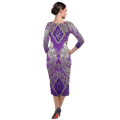 Quarter Sleeve Midi Velour Bodycon Dress 