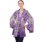Purple & Gold  CBDOilPrincess E70d1a7c-502f-48a3-839e-eea25bfe4633 Long Sleeve Velvet Kimono 