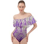 Purple & Gold  CBDOilPrincess E70d1a7c-502f-48a3-839e-eea25bfe4633 Off Shoulder Velour Bodysuit 
