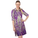 Purple & Gold  CBDOilPrincess E70d1a7c-502f-48a3-839e-eea25bfe4633 Long Sleeve Mini Shirt Dress