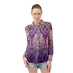 Purple & Gold  CBDOilPrincess E70d1a7c-502f-48a3-839e-eea25bfe4633 Long Sleeve Chiffon Shirt