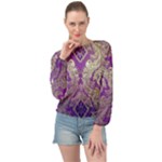 Purple & Gold  CBDOilPrincess E70d1a7c-502f-48a3-839e-eea25bfe4633 Banded Bottom Chiffon Top