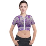 Purple & Gold  CBDOilPrincess E70d1a7c-502f-48a3-839e-eea25bfe4633 Short Sleeve Cropped Jacket