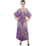 Purple & Gold  CBDOilPrincess E70d1a7c-502f-48a3-839e-eea25bfe4633 V-Neck Boho Style Maxi Dress