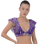 Purple & Gold  CBDOilPrincess E70d1a7c-502f-48a3-839e-eea25bfe4633 Plunge Frill Sleeve Bikini Top