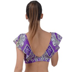 Plunge Frill Sleeve Bikini Top 