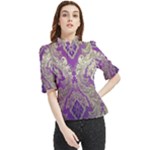 Purple & Gold  CBDOilPrincess E70d1a7c-502f-48a3-839e-eea25bfe4633 Frill Neck Blouse