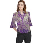 Purple & Gold  CBDOilPrincess E70d1a7c-502f-48a3-839e-eea25bfe4633 Loose Horn Sleeve Chiffon Blouse