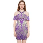 Purple & Gold  CBDOilPrincess E70d1a7c-502f-48a3-839e-eea25bfe4633 Shoulder Frill Bodycon Summer Dress