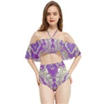 Purple & Gold  CBDOilPrincess E70d1a7c-502f-48a3-839e-eea25bfe4633 Halter Flowy Bikini Set 