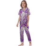 Purple & Gold  CBDOilPrincess E70d1a7c-502f-48a3-839e-eea25bfe4633 Kids  Satin Short Sleeve Pajamas Set