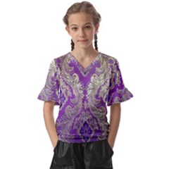 Kids  V-Neck Horn Sleeve Blouse 
