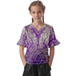 Purple & Gold  CBDOilPrincess E70d1a7c-502f-48a3-839e-eea25bfe4633 V-Neck Horn Sleeve Blouse