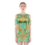 420 Golden Marijuana Leaves CBDOilPrincess 4620c7f7-26fd-4a03-a44e-12e7042c7a06 Shoulder Cutout One Piece Dress
