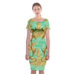 420 Golden Marijuana Leaves CBDOilPrincess 4620c7f7-26fd-4a03-a44e-12e7042c7a06 Classic Short Sleeve Midi Dress