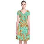 420 Golden Marijuana Leaves CBDOilPrincess 4620c7f7-26fd-4a03-a44e-12e7042c7a06 Short Sleeve Front Wrap Dress