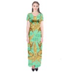 420 Golden Marijuana Leaves CBDOilPrincess 4620c7f7-26fd-4a03-a44e-12e7042c7a06 Short Sleeve Maxi Dress