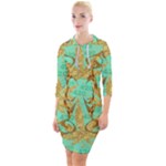 420 Golden Marijuana Leaves CBDOilPrincess 4620c7f7-26fd-4a03-a44e-12e7042c7a06 Quarter Sleeve Hood Bodycon Dress