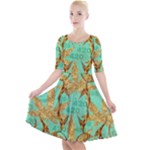 420 Golden Marijuana Leaves CBDOilPrincess 4620c7f7-26fd-4a03-a44e-12e7042c7a06 Quarter Sleeve A-Line Dress