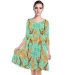 420 Golden Marijuana Leaves CBDOilPrincess 4620c7f7-26fd-4a03-a44e-12e7042c7a06 Quarter Sleeve Waist Band Dress