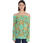 420 Golden Marijuana Leaves CBDOilPrincess 4620c7f7-26fd-4a03-a44e-12e7042c7a06 Off Shoulder Long Sleeve Top