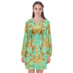 420 Golden Marijuana Leaves CBDOilPrincess 4620c7f7-26fd-4a03-a44e-12e7042c7a06 Long Sleeve Chiffon Shift Dress 