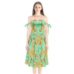 420 Golden Marijuana Leaves CBDOilPrincess 4620c7f7-26fd-4a03-a44e-12e7042c7a06 Shoulder Tie Bardot Midi Dress