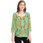 420 Golden Marijuana Leaves CBDOilPrincess 4620c7f7-26fd-4a03-a44e-12e7042c7a06 Chiffon Quarter Sleeve Blouse