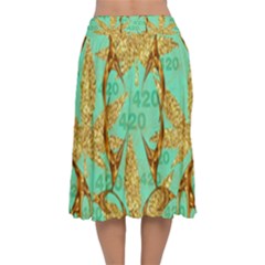 Velvet Flared Midi Skirt 