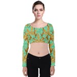 420 Golden Marijuana Leaves CBDOilPrincess 4620c7f7-26fd-4a03-a44e-12e7042c7a06 Velvet Long Sleeve Crop Top