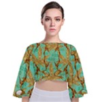 420 Golden Marijuana Leaves CBDOilPrincess 4620c7f7-26fd-4a03-a44e-12e7042c7a06 Tie Back Butterfly Sleeve Chiffon Top
