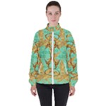 420 Golden Marijuana Leaves CBDOilPrincess 4620c7f7-26fd-4a03-a44e-12e7042c7a06 Women s High Neck Windbreaker