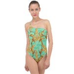 420 Golden Marijuana Leaves CBDOilPrincess 4620c7f7-26fd-4a03-a44e-12e7042c7a06 Classic One Shoulder Swimsuit