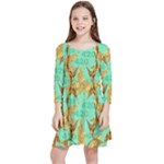 420 Golden Marijuana Leaves CBDOilPrincess 4620c7f7-26fd-4a03-a44e-12e7042c7a06 Kids  Quarter Sleeve Skater Dress