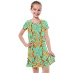 420 Golden Marijuana Leaves CBDOilPrincess 4620c7f7-26fd-4a03-a44e-12e7042c7a06 Kids  Cross Web Dress
